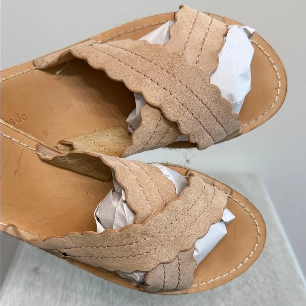 Kate Spade Size 8M Pink Scalloped Espadrille Sandals Leather